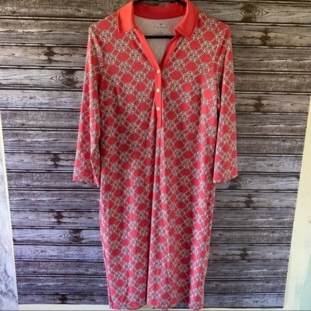 Talbots Women's Chain Print Long-Sleeved Dress Size M